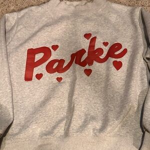 Parke Grey Sweatshirt with red hearts. ❤️